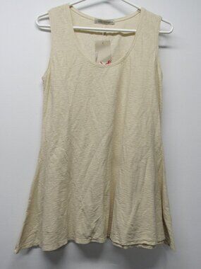 NWT Cut Loose Linen Blend Swing Tank Top Women's Small Beige Slub Knit Lagenlook